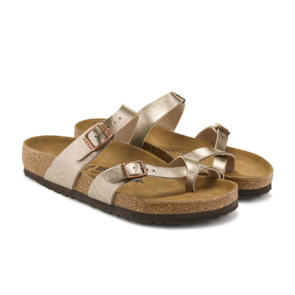 Birkenstock Mayari Birko-Flor Gold Strappy Sandals